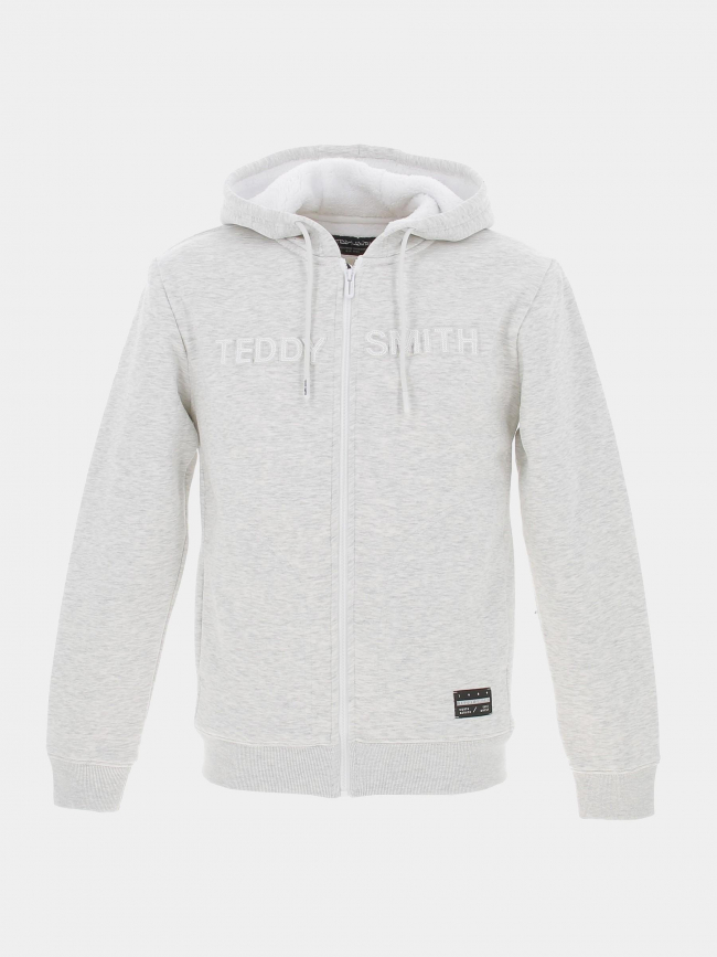 Sweat à capuche zippé sherpa nail gris homme - Teddy Smith