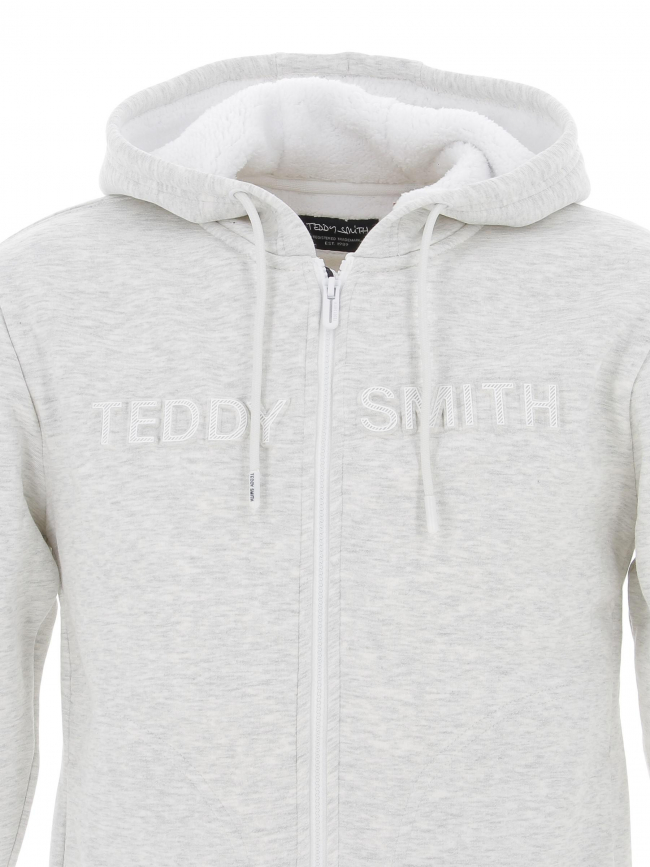 Sweat à capuche zippé sherpa nail gris homme - Teddy Smith