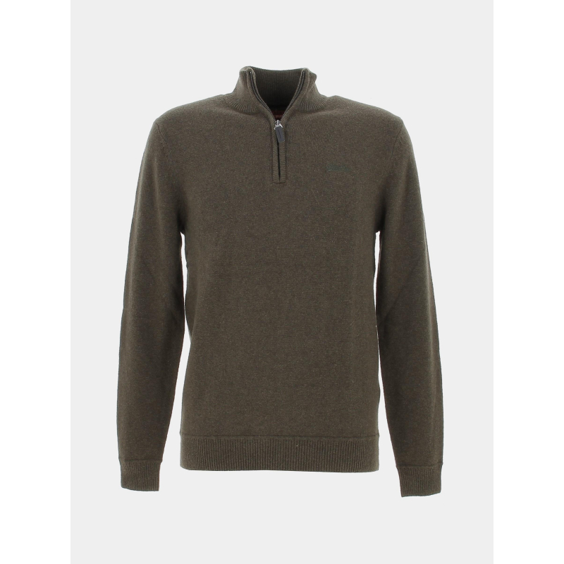 Pull col zippé essential vert homme - Superdry