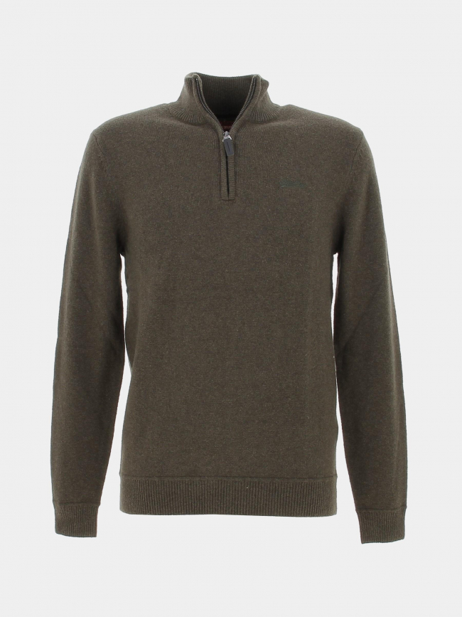 Pull col zippé essential vert homme - Superdry