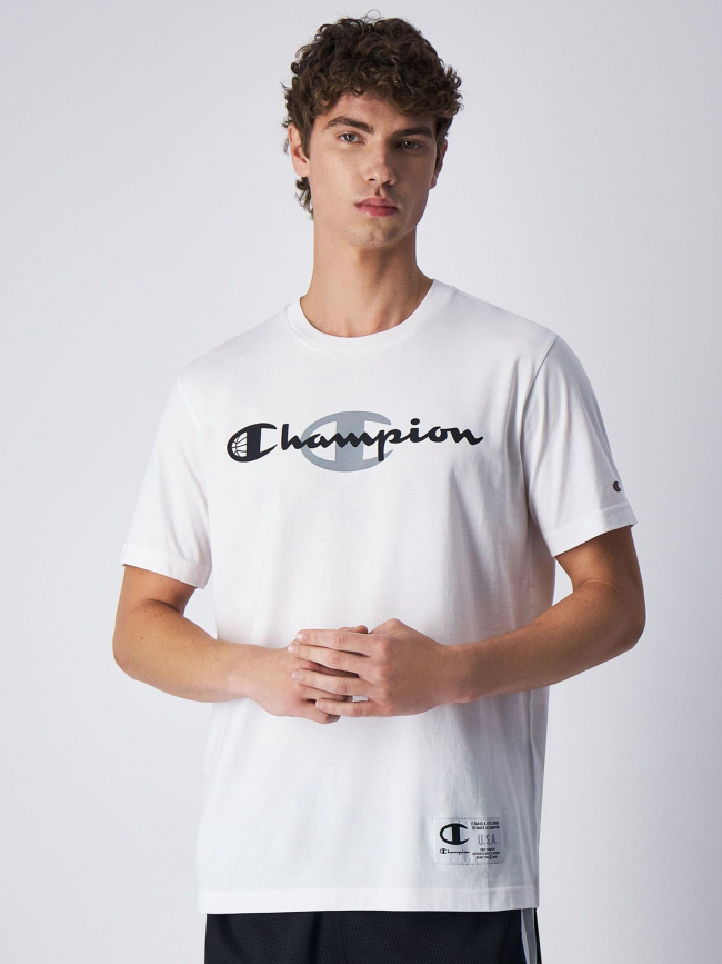 T-shirt crewneck logo gris blanc homme - Champion