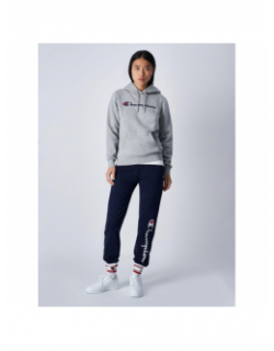 Jogging rib cuff logo blanc brodé bleu marine femme - Champion