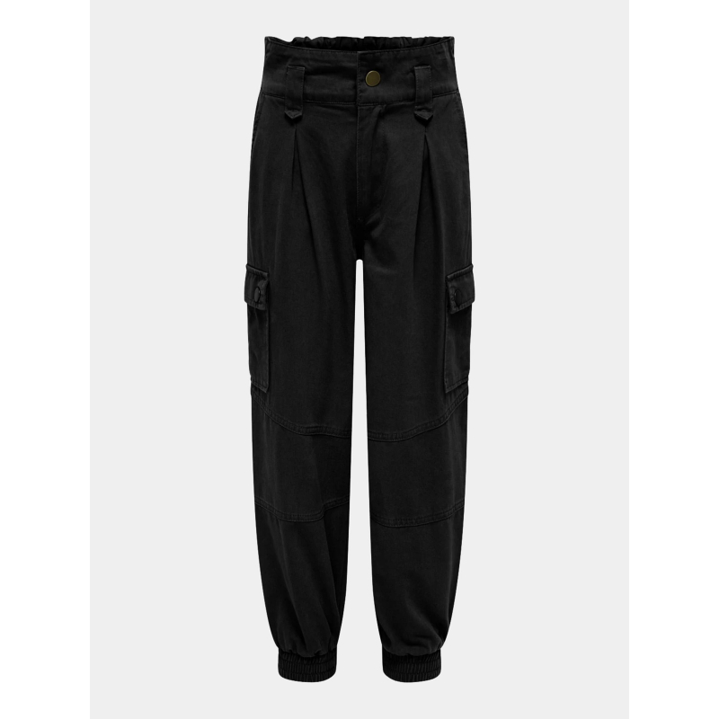 Pantalon cargo bas resseré saige noir fille - Only