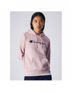 Sweat à capuche logo brodé rose clair femme - Champion