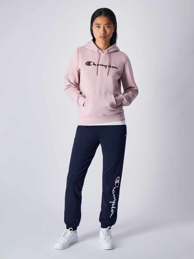 Sweat à capuche logo brodé rose clair femme - Champion