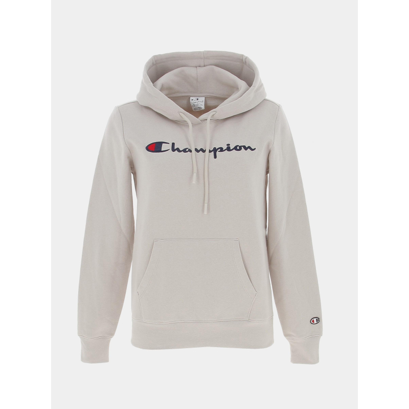 Sweat à capuche logo brodé beige femme - Champion