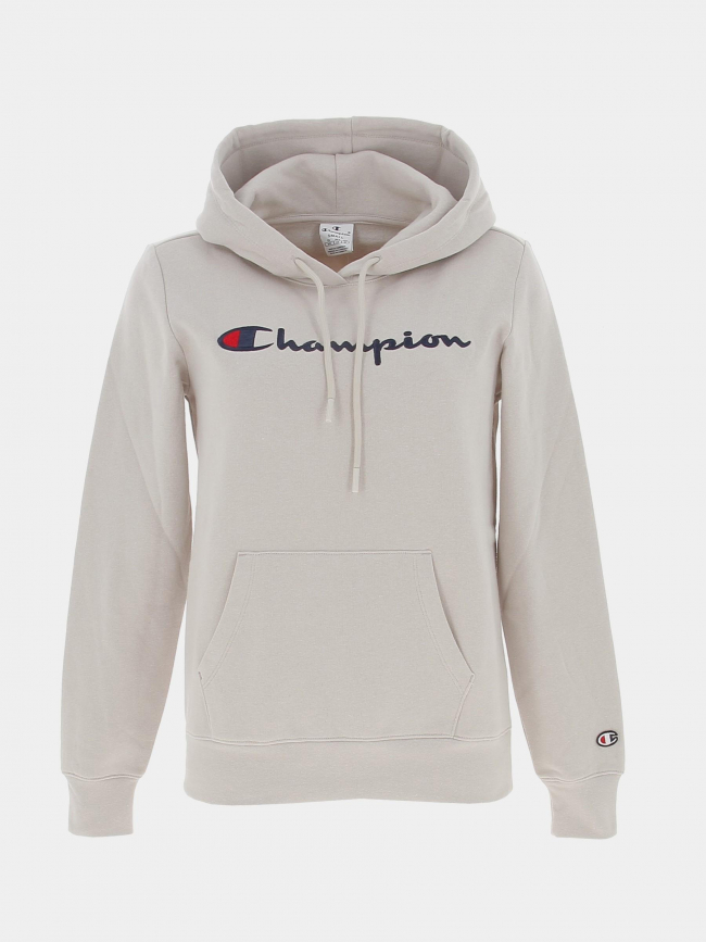 Sweat à capuche logo brodé beige femme - Champion