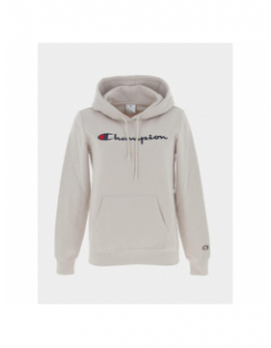 Sweat à capuche logo brodé beige femme - Champion