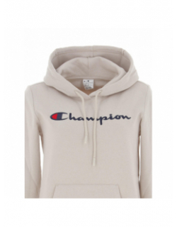 Sweat à capuche logo brodé beige femme - Champion