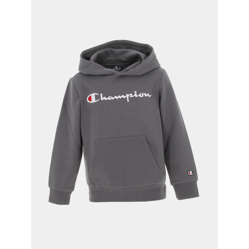 Sweat à capuche logo brodé gris enfant - Champion