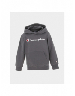 Sweat à capuche logo brodé gris enfant - Champion