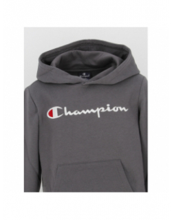 Sweat à capuche logo brodé gris enfant - Champion