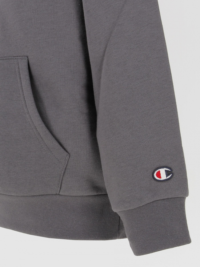 Sweat à capuche logo brodé gris enfant - Champion