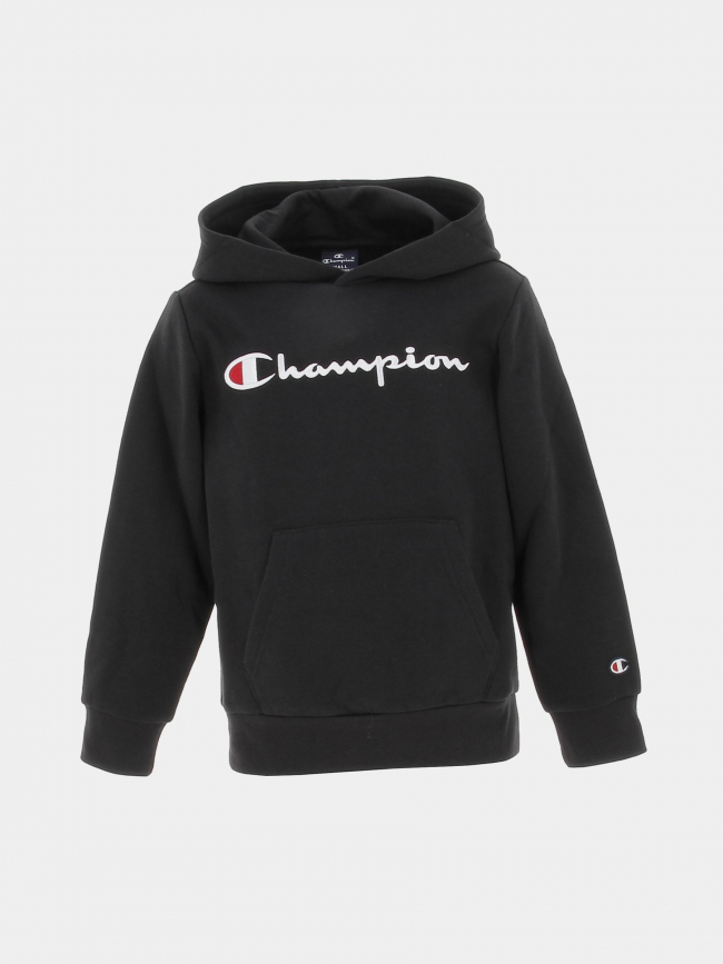 Sweat à capuche logo brodé noir enfant - Champion