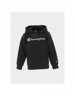 Sweat à capuche logo brodé noir enfant - Champion