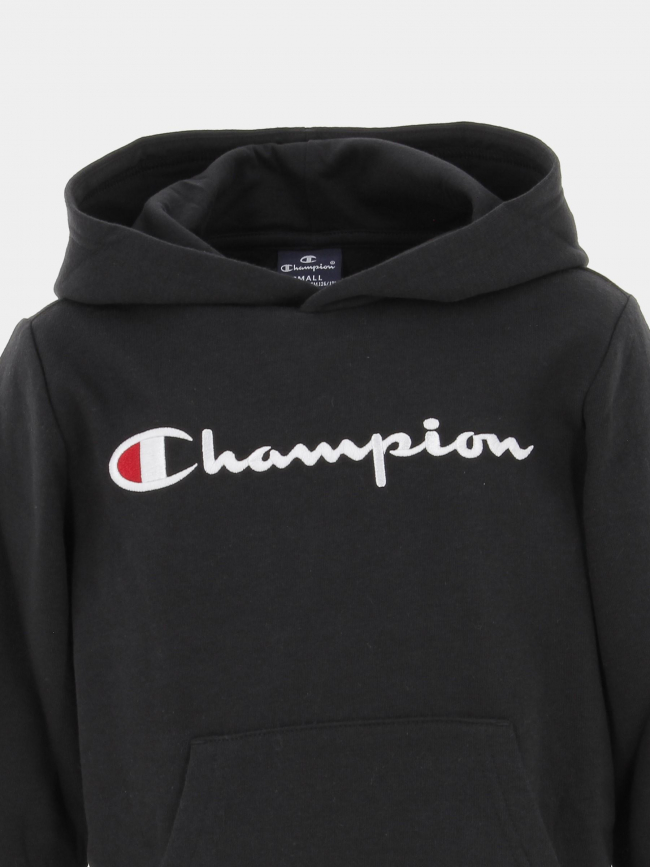 Sweat à capuche logo brodé noir enfant - Champion