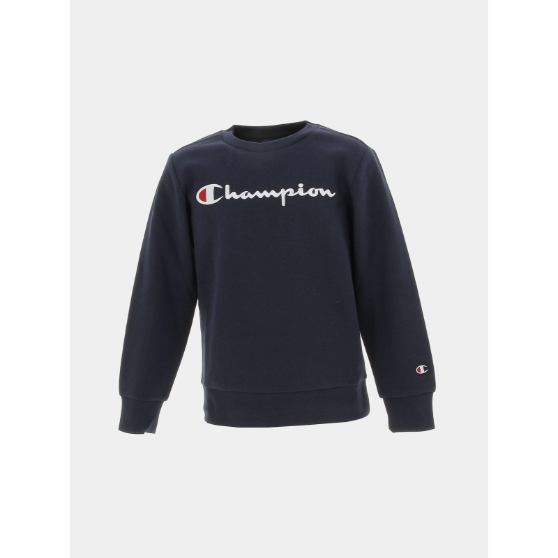 Sweat crewneck logo brodé bleu marine enfant - Champion