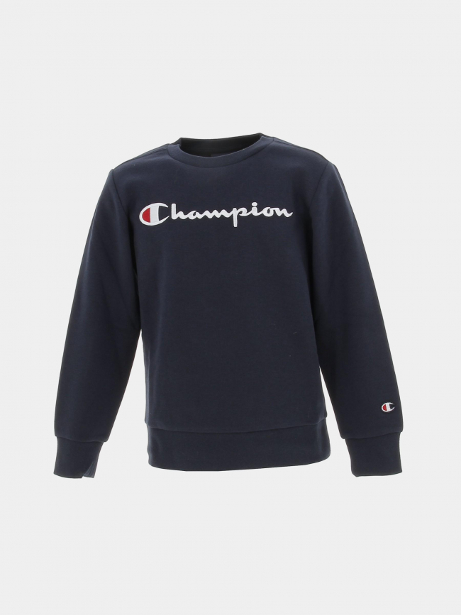 Sweat crewneck logo brodé bleu marine enfant - Champion