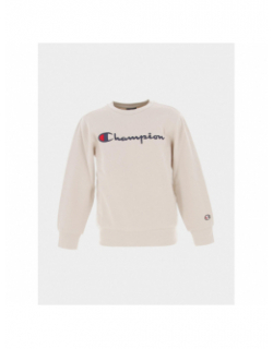 Sweat crewneck logo brodé beige enfant - Champion