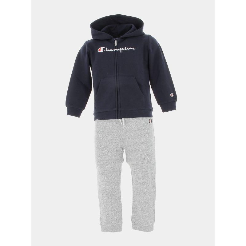 Ensemble survêtement sweat zippé gris bleu enfant - Champion