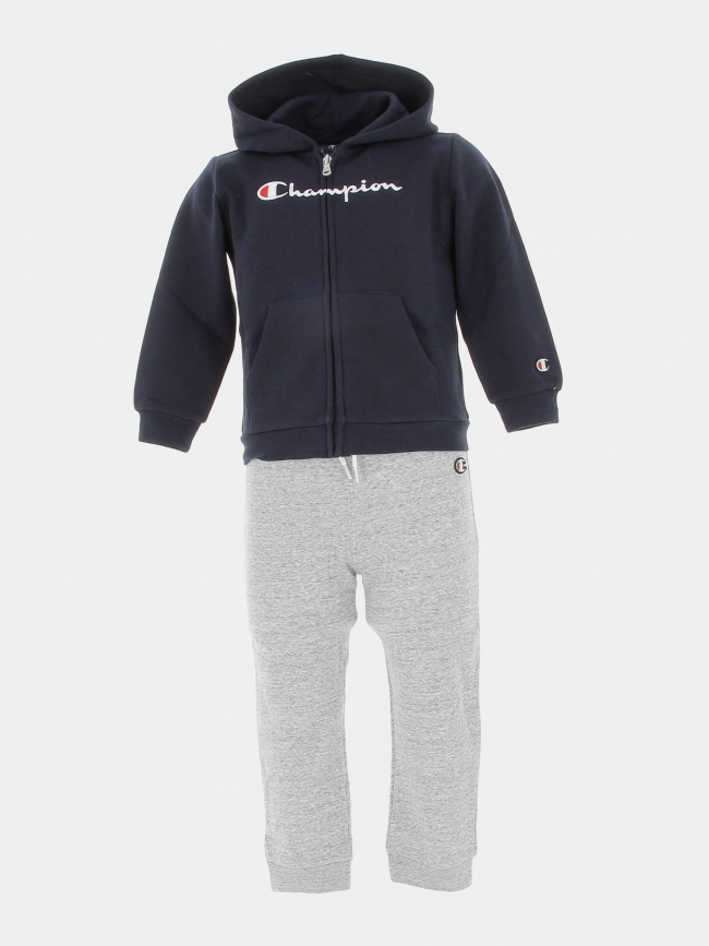 Ensemble survêtement sweat zippé gris bleu enfant - Champion