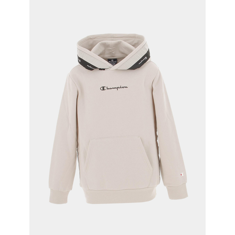 Sweat à capuche bande logo beige enfant - Champion