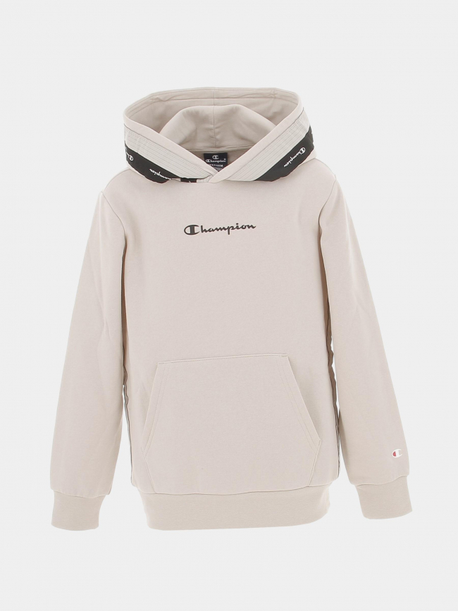 Sweat à capuche bande logo beige enfant - Champion