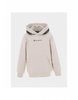 Sweat à capuche bande logo beige enfant - Champion