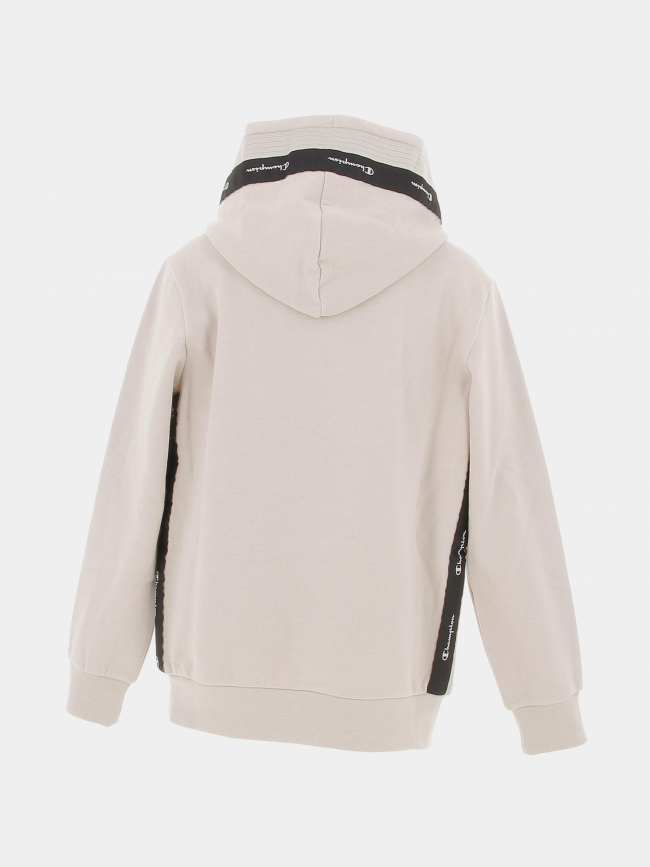 Sweat à capuche bande logo beige enfant - Champion