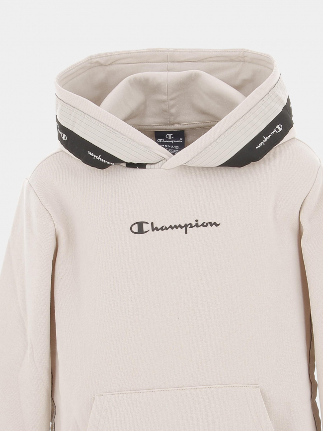 Sweat à capuche bande logo beige enfant - Champion