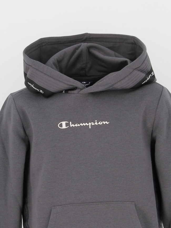 Sweat à capuche bande logo gris enfant - Champion