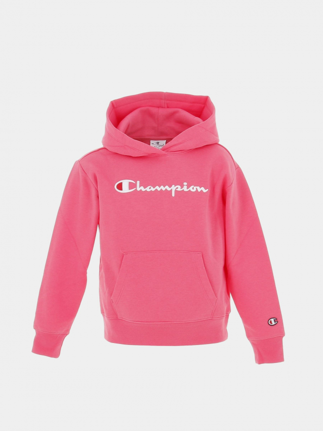 Sweat à capuche logo brodé rose fille - Champion