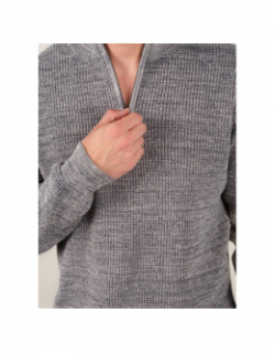 Pull col montant henley gris homme - Deeluxe