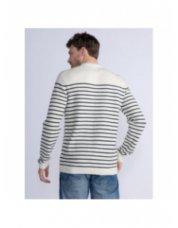 Pull rayé col rond blanc homme - Petrol Industries