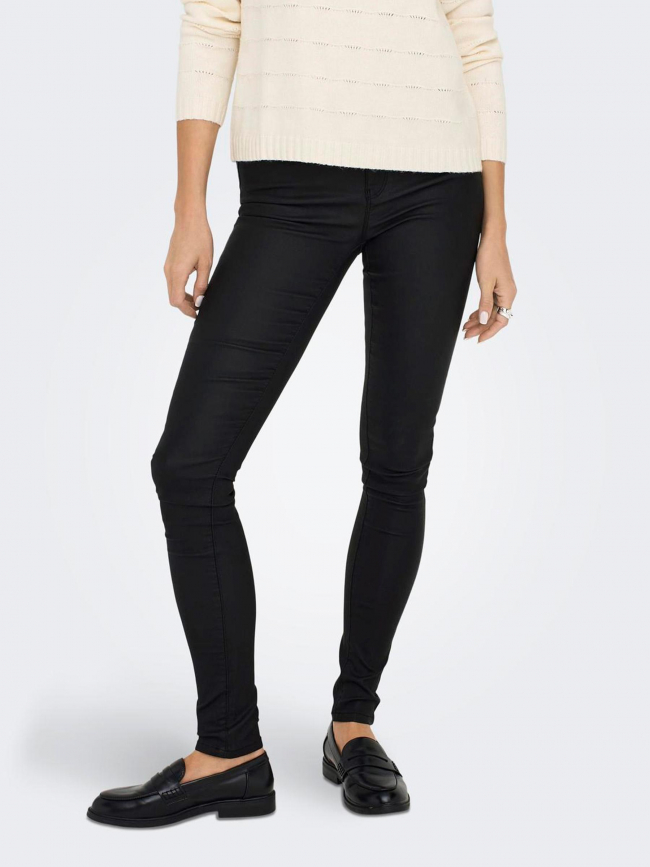 Pantalon skinny enduit noir femme - Only