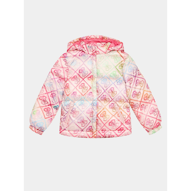 Doudoune hooded logo multicolore fille - Guess