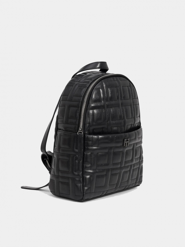 Sac à dos simili-cuir matelassé quilt noir femme - Tiffosi