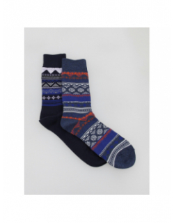 Pack 2 paires de chaussettes hautes fair isle bleu - Levi's