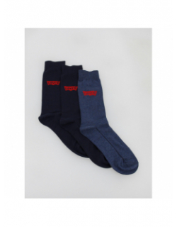 Pack 3 paires de chaussettes hautes bleu marine homme - Levi's