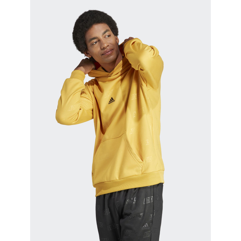 Sweat à capuche multi-logos q4 jaune homme - Adidas