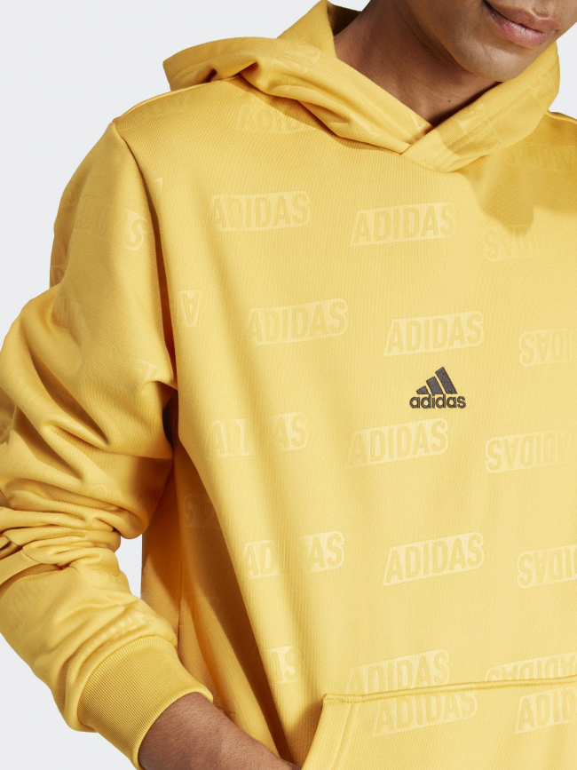 Sweat à capuche multi-logos q4 jaune homme - Adidas