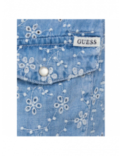 Chemisier jean floral noeud bleu femme - Guess