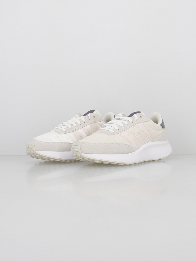 Baskets run 70s empiècement suédine blanc violet femme - Adidas