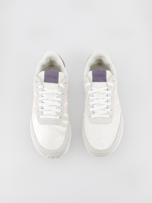 Baskets run 70s empiècement suédine blanc violet femme - Adidas