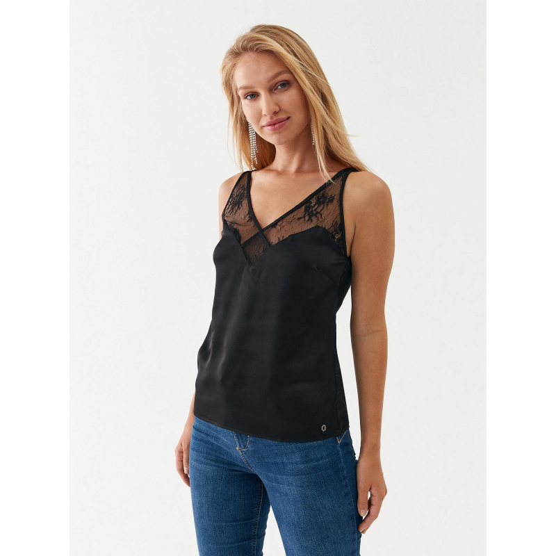 Top sl laura lace noir femme - Guess