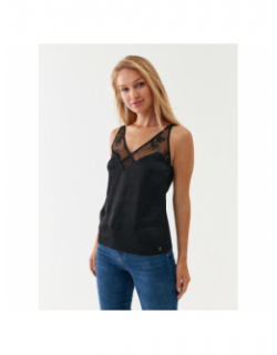 Top sl laura lace noir femme - Guess