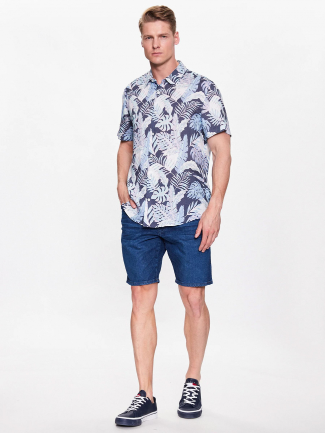 Chemise à fleurs tropique eco bleu homme - Guess