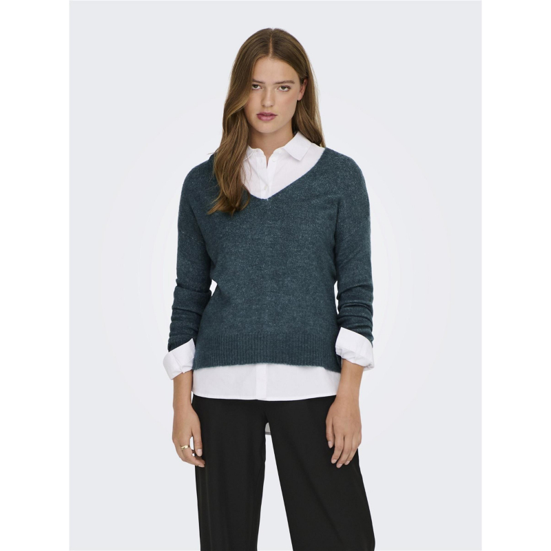 Pull col v elanora bleu femme - Jacqueline De Yong