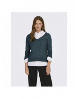 Pull col v elanora bleu femme - Jacqueline De Yong