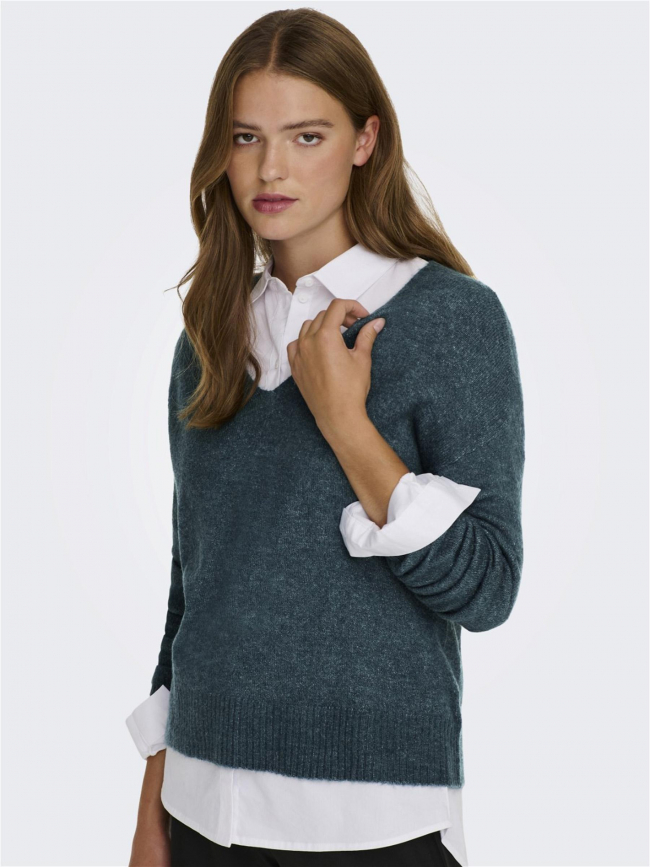 Pull col v elanora bleu femme - Jacqueline De Yong